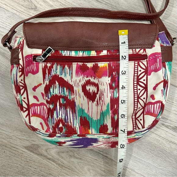Trades Of Hope Leather Canvas Small Crossbody Purse Adjustable Strap Brown Boho - Picture 6 of 9